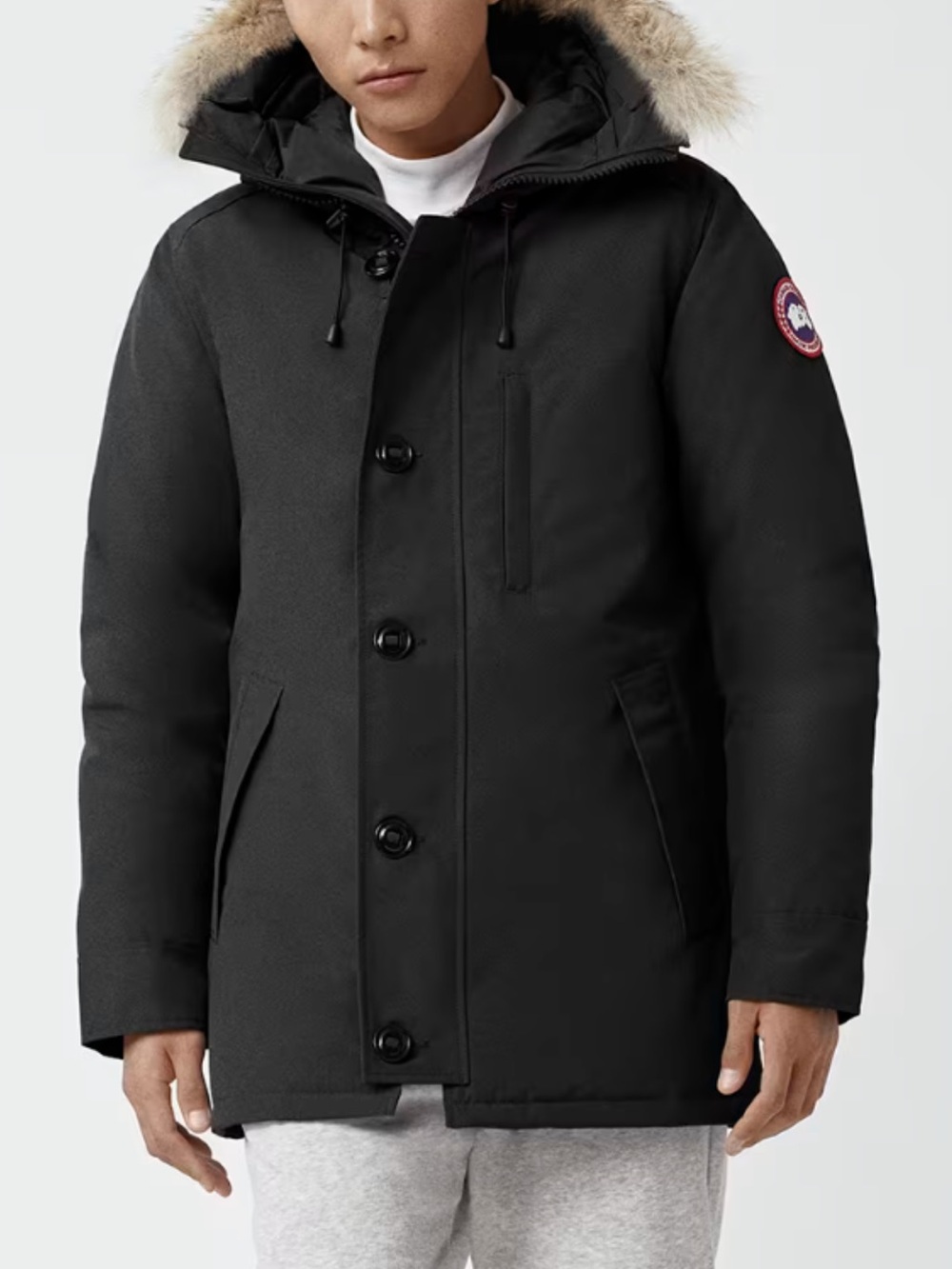 Canada Goose Black Men's Parka with Fur-Trim Hood
